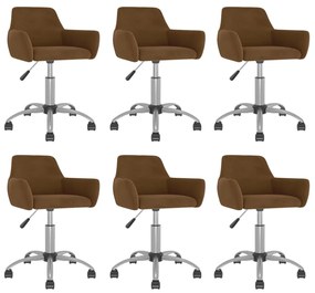 3092695 vidaXL Scaune de sufragerie pivotante 6 buc, maro, catifea