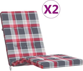 vidaXL Perne scaun de terasă, 2 buc, roșu, carouri, textil Oxford