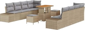 vidaXL Set de canapele pentru grădină cu pernă 11 pcs Bej Rattan poli