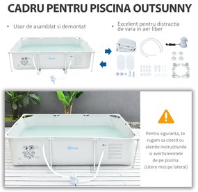 Outsunny Piscină de Grădină cu Filtru din Oțel/PVC 291x190x75cm Gri Spațioasă și Rezistentă Ideală pentru Relaxare în Familie | Aosom Romania