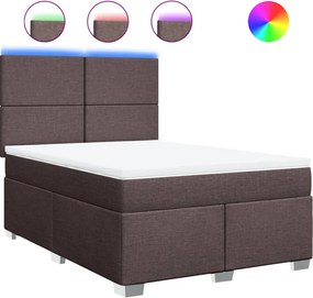 vidaXL Pat continental cu saltea, maro închis, 140x200 cm, textil
