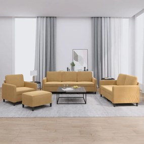 vidaXL Set de canapele, 4 piese, maro, catifea