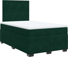vidaXL Pat box spring cu saltea, verde închis, 120x190 cm, catifea