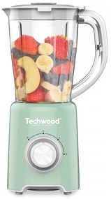 Blender Techwood TBL-782, 500W, 1.5 litri, 2 viteze + impuls, Cutite otel, Verde deschis