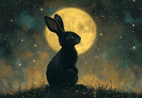 Fototapet - Iepure cu lună (147x102 cm)