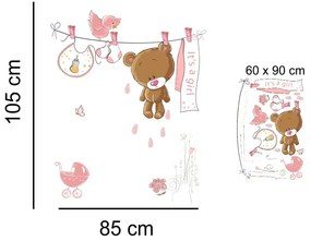 Sticker perete Pink Bear Baby Shower