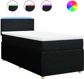 vidaXL Pat box spring cu saltea, negru, 100x200 cm, textil