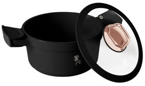 Oală cu capac și mânere de silicon detașabile 20 cm, 2.8L – Berlinger Haus Black Rose Collection BH 1456, neagră, cu strat antiaderent cu titan