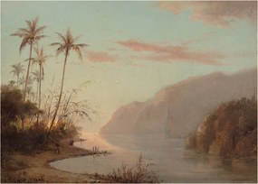Tablou pe sticlă - Camille Pissarro, A creek in st. Thomas (Virgin Islands), reproducere (70x50 cm)