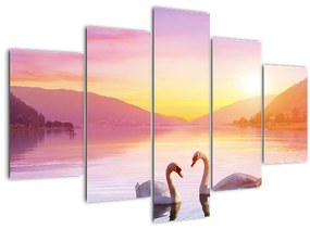 Tablou - Lebăde îndrăgostite (150x105 cm)