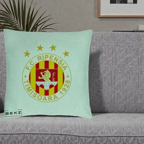 Perna Personalizata FC Ripensia Timisoara 1928, 40x40 cm, Verde Menta, Husa Detasabila, Perna Inclusa, BEKZ®