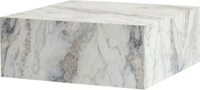 Masuta cafea PRIZMA, alb cu efect de marmura, 90x90x35 cm