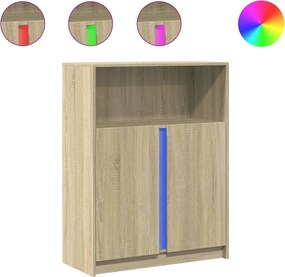 vidaXL Dulap cu LED, stejar sonoma, 77x34x100 cm, lemn prelucrat