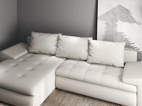 Colțar extensibil dumonde cu ladă de depozitare si sezut confortabil din spuma high-density, Leonardo Enjoy Bej 260x185 cm