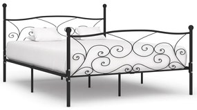 284459 vidaXL Cadru de pat cu bază din șipci, negru, 180 x 200 cm, metal