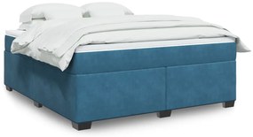 vidaXL Pat box spring cu saltea, albastru închis, 180x200 cm, catifea