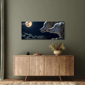 Tablou cu lupi în lună (120x50 cm)