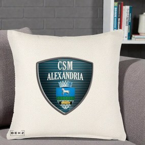 Perna Personalizata CSM Alexandria Fotbal, 40x40 cm, Crem Reliefat, Husa Detasabila, Perna Inclusa, BEKZ®