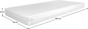 Saltea, din spumă, 16 cm, 90x200 cm, MONTINY NEW