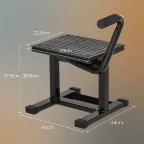 DURHAND Suport Motociclete din Oțel, Suport pentru Motociclete cu Suprafața și Manivelă din Cauciuc, 48x34x43 cm, Negru | Aosom Romania
