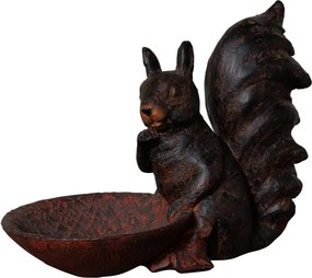 Tăviță decorativă veveriță, din rășină, finisaj maro antichizat, 25x14x19 cm, "Écureuil"