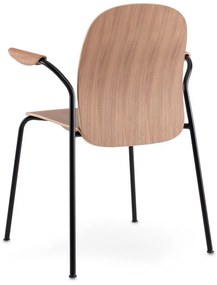 Scaune de dining maro coniac/în culoare naturală cu cotiere/stivuibile 2 buc. cu aspect de lemn de nuc Book – Gazzda