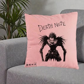 Perna Personalizata Death Note Ryuk Shinigami Alb-Negru, 40x40 cm, Roz, Husa Detasabila, Perna Inclusa, BEKZ®