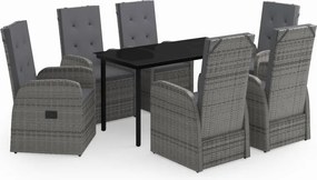 vidaXL Set de mobilier pentru grădină, cu perne, 7 piese, gri