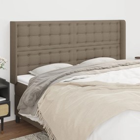 3120024 vidaXL Tăblie de pat cu aripioare, gri taupe, 163x16x118/128cm, textil