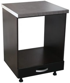 Corp pentru cuptor incorporabil cu sertar Zebra, Wenge/Negru, cu blat beton, 60 x 85 x 60 cm