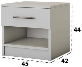 Pat Beta cu Noptiere, Alb, 160x200 cm, suport saltea inclus
