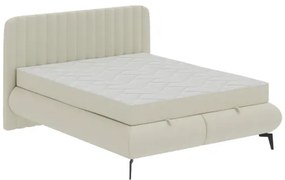Pat tapițat ALEXA 180x200 cm, cu saltele și spațiu de depozitare, bej