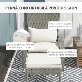 Outsunny Scaun Adirondack cu taburet din rachita pentru terasa, Scaun de exterior pentru semineu cu perne, spatar inalt | Aosom Romania