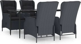 vidaXL Set mobilier de grădină, 5 piese, gri închis, poliratan