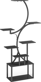 Outsunny Suport pentru Plante cu 8 Rafturi în Formă de S, Suport Ghivece Metalic pentru Interior și Exterior, pentru Grădină, Balcon, Terasă, Cameră de Zi, 74x26x158,5 cm, Negru | Aosom Romania