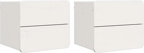 vidaXL Noptieră cu sertar 2 pcs Alb 39 x 34 x 33 cm Lemn masiv de pin