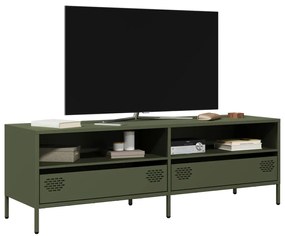 851338 vidaXL Dulap TV, verde măsliniu, 135x39x43,5 cm, oțel laminat la rece