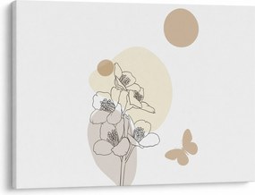 Tablou - Flori bej cu fluture N⁰4 (70x50 cm)