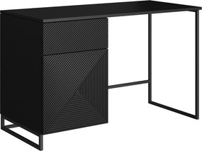 Birou Asha 120 cm cu sertar - negru mat / negru ardezie