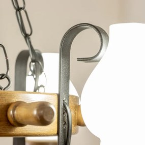 Brilagi - Candelabru pe lanț TIMONA 4xE14/40W/230V diam. 50 cm fag/nuc