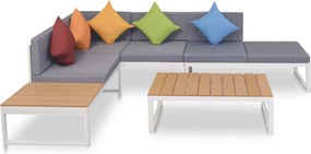 vidaXL Set mobilier de grădină cu perne, 4 piese, aluminiu și WPC