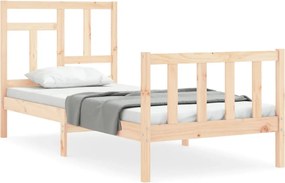 vidaXL Cadru de pat cu tăblie single, lemn masiv