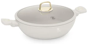 Cratiță cu capac 30 cm, 4.5L – Berlinger Haus Sahara Collection BH 8069, crem, cu strat antiaderent titan, compatibilă cu inducție