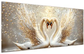 Tablou - Lebede Aurii (120x50 cm)