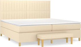 vidaXL Pat box spring cu saltea, crem, 200x200 cm, textil