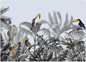 Tablou pe sticlă - Jungla ilustrată (70x50 cm)