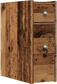 vidaXL Dulap de baie îngust cu roți, lemn vechi, lemn prelucrat