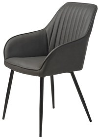 Set de scaune de sufragerie gri închis cu cotiere 2 buc. tapițat Nolan Stripe – Unique Furniture