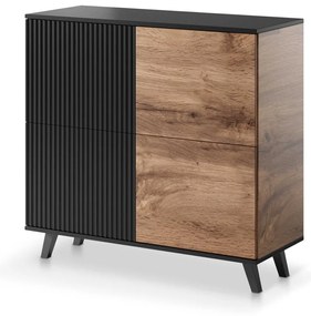 Comoda Random KM2 stejar wotan/negru - L100 x A40 x h95 cm