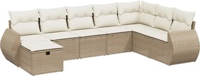 vidaXL Set canapele de grădină, 8 piese, cu perne, bej, poliratan